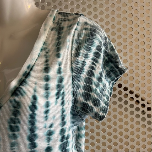Chaser Vintage Ribbed Tie Dye Short sleeve Tee Shirt Size Small Green/White - Picture 3 of 7